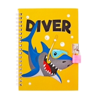 Записная книжка подарочная, 45 листов, линия, на замке, на гребне, Акула (17,8х13см) Записная книжка подарочная, 45 листов, линия, на замке, на гребне, Акула (17,8х13см)