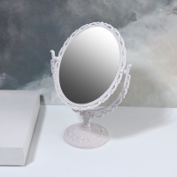 Зеркало настольное &laquo;Овал&raquo;, двустороннее, с увеличением, зеркальная поверхность 11 &times; 15,5 см, цвет белый