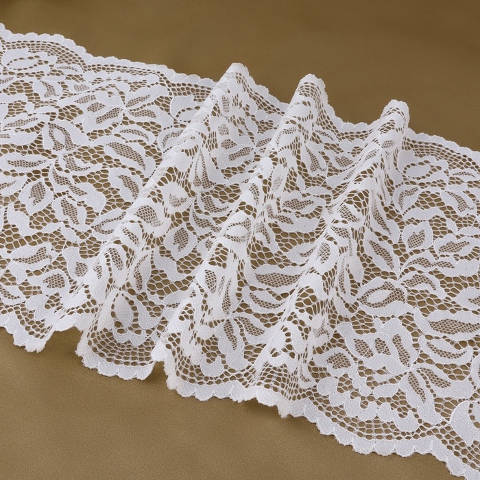 Кружевная эластичная ткань, 220 мм &times; 2,7 &plusmn; 0,5 м, цвет белый