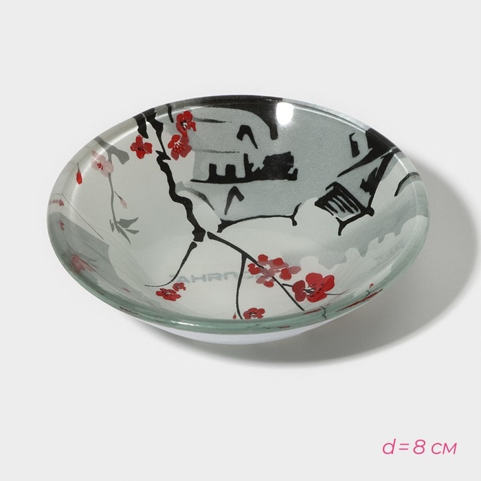 Набор для суши из стекла Доляна &laquo;Пагода&raquo;, 3 предмета: соусники 8&times;2 см, 8&times;6 см, подставка 25&times;15&times;2 см