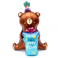 Шар фольгированный 38" &laquo;Мишка с подарком&raquo;, под воздух