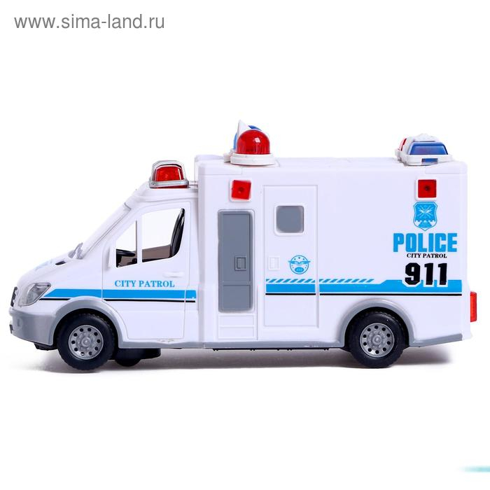 Машина «Полиция», открываются двери, световые и звуковые эффекты, работает от батареек Машина «Полиция», открываются двери, световые и звуковые эффекты, работает от батареек