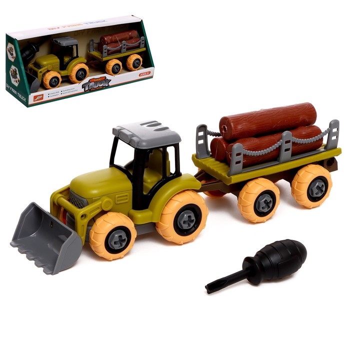 Конструктор винтовой &laquo;Трактор лесоперевозчик&raquo;, с отвёрткой