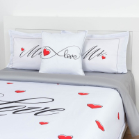 Постельное бельё &laquo;Этель&raquo; 2 сп Mr&Mrs 175*215 см,200*215 см,50*70+4 см - 2 шт