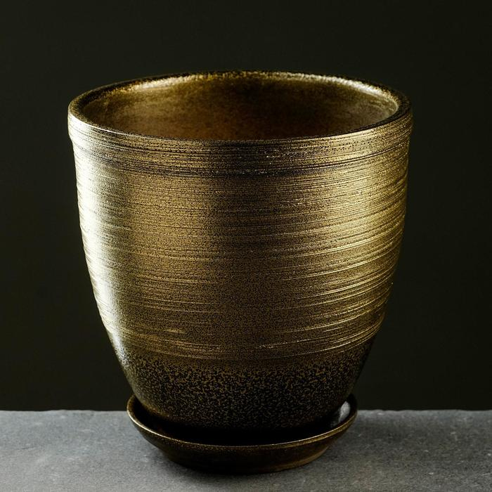 Горшок цветочный Горшок цветочный "Золото" с поддоном, 8л