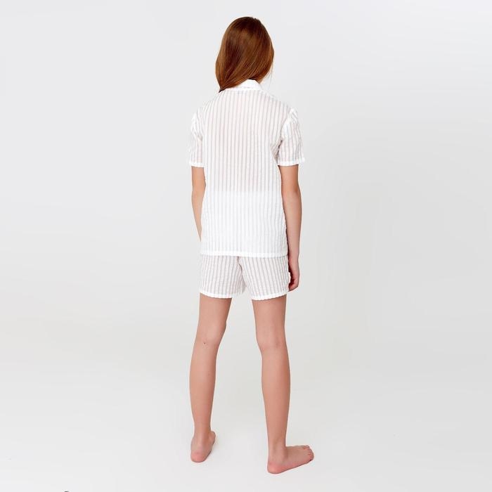 Рубашка с коротким рукавом для девочки MINAKU: Light touch цвет белый, рост 134 Рубашка с коротким рукавом для девочки MINAKU: Light touch цвет белый, рост 134