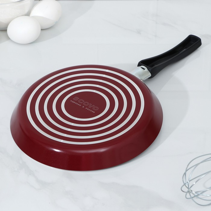 Сковорода блинная &laquo;Эксперт&raquo;, d=22 см, пластиковая ручка, антипригарное покрытие, цвет бордовый