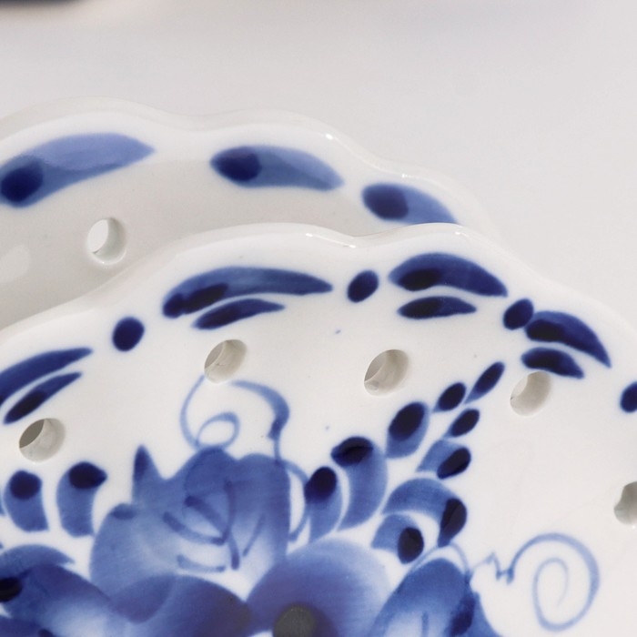 Салфетница &laquo;Ракушка&raquo;, ажурная,  гжель