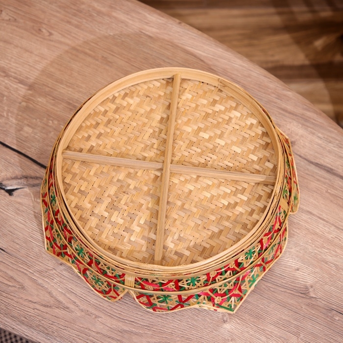 Корзинка плетёная, из бамбука 40х40х10 см