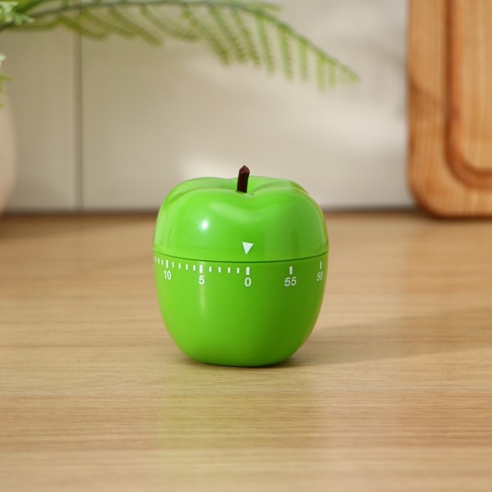 Таймер механический Доляна &laquo;Яблоко&raquo;, 6,5&times;7 см, цвет зелёный