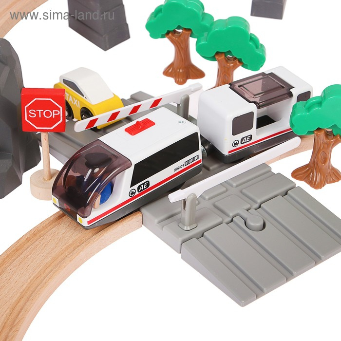 Железная дорога Железная дорога "Путешествие на море", поезд на батарейках, 92 элемента