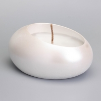 Свеча "Капля" в подсвечнике из гипса,14,5х10х6,5см,белый перламутр