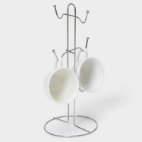 Подставка для кружек на 6 предметов Доляна, 13,5×13,5×30 см, цвет серый Подставка для кружек на 6 предметов Доляна, 13,5×13,5×30 см, цвет серый