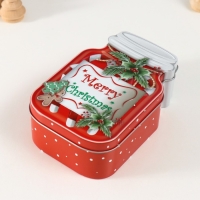 Шкатулка металл "Банка с леденцами" красная 15,5х10х5,5 см