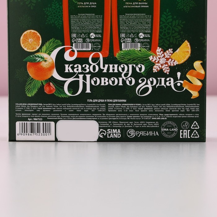 Подарочный набор косметики &laquo;Сказочного Нового Года&raquo;, гель для душа и пена для ванны, 2 х 250 мл, ЧИСТОЕ СЧАСТЬЕ