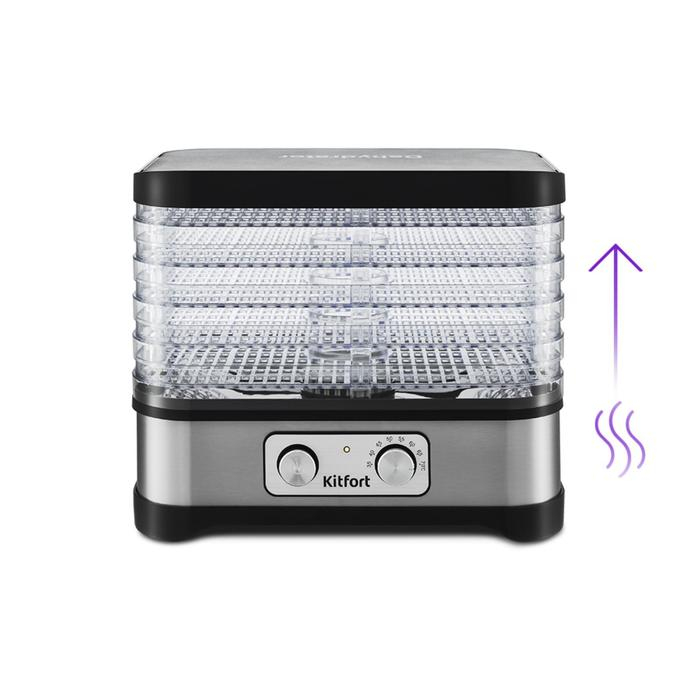 Сушилка для овощей и фруктов Kitfort KT-1912, 250 Вт, 5 ярусов, серебристая Сушилка для овощей и фруктов Kitfort KT-1912, 250 Вт, 5 ярусов, серебристая