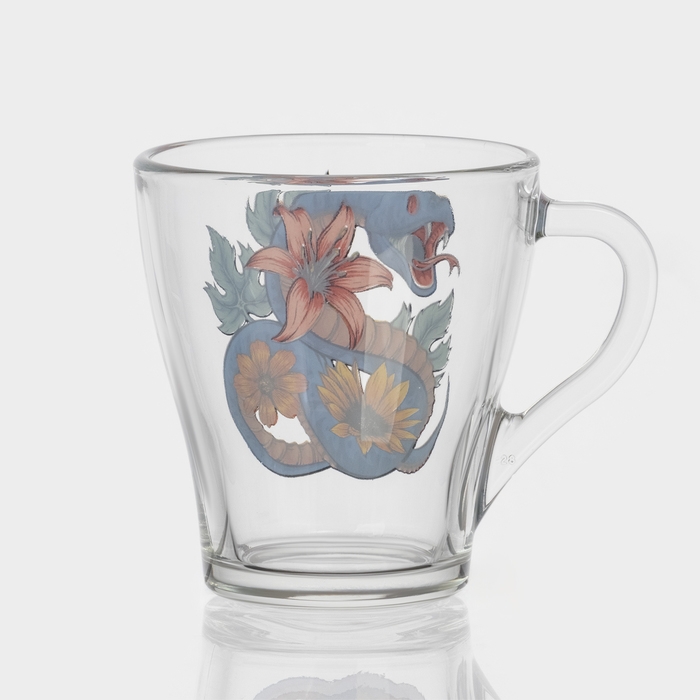 Кружка стеклянная кофейная &laquo;Цветы и змеи&raquo;, 250 мл