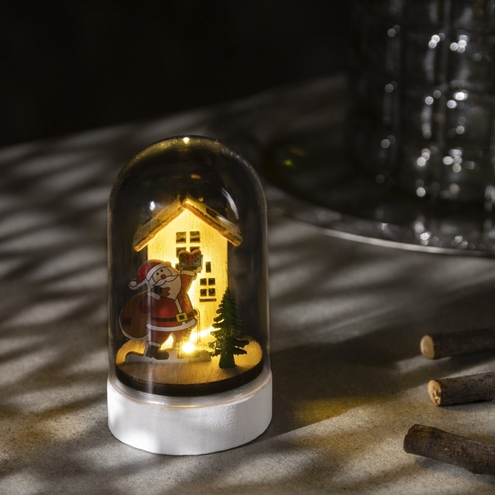 Светодиодная фигура под куполом «Дед Мороз с мешком» 6 × 9.5 × 6 см, дерево, батарейки LR1130х3 (в комплекте), свечение тёплое белое Светодиодная фигура под куполом «Дед Мороз с мешком» 6 × 9.5 × 6 см, дерево, батарейки LR1130х3 (в комплекте), свечение тёплое белое