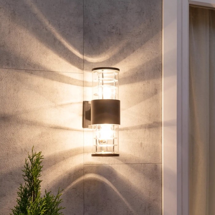 Светильник настенный, накладной Duwi TECHNO, 170х108х320мм, 2хЕ27, алюм/стекло, IP65, черный Светильник настенный, накладной Duwi TECHNO, 170х108х320мм, 2хЕ27, алюм/стекло, IP65, черный