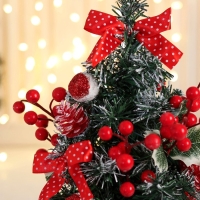 Ёлка декор "Праздничная" бантик в горох, 15х29 см, красный Ёлка декор "Праздничная" бантик в горох, 15х29 см, красный