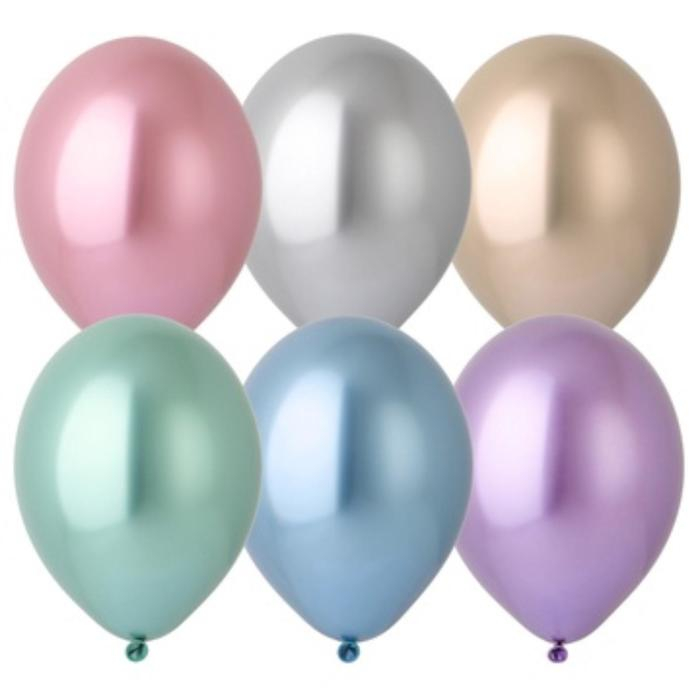 Шар латексный 14 Шар латексный 14", хром Glossy, набор 12 шт., МИКС