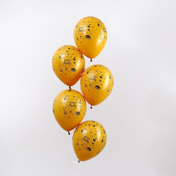 Воздушный шар латексный 12 Воздушный шар латексный 12" «Весёлая вечеринка», пастель, цвет жёлтый, 5 шт.