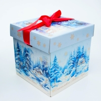 Новый год. Подарочная коробка Новогодняя Коробка крышка-дно "Мечта" с атласной лентой 17 х 17 х 17 см. Новый год. Подарочная коробка Новогодняя Коробка крышка-дно "Мечта" с атласной лентой 17 х 17 х 17 см.