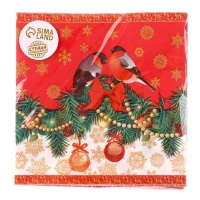 Салфетки бумажные &laquo;Снегири&raquo;, 33 &times; 33 см, набор, 20 шт