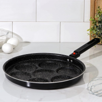 Сковорода-оладница &laquo;7 оладий&raquo;, d=30 см, съёмная ручка, антипригарное покрытие, цвет чёрный