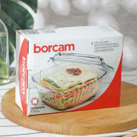 Кастрюля из жаропрочного стекла для запекания Borcam, 1 л, 20,4&times;16 см, рифлёная, с крышкой