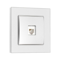 Розетка телефонная одноместная TOT Glossy Glass, скрытая, стекло, серебристая Розетка телефонная одноместная TOT Glossy Glass, скрытая, стекло, серебристая