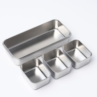 Контейнер для еды из нержавеющей стали 3 секции, 34&times;15,5&times;7 с крышкой