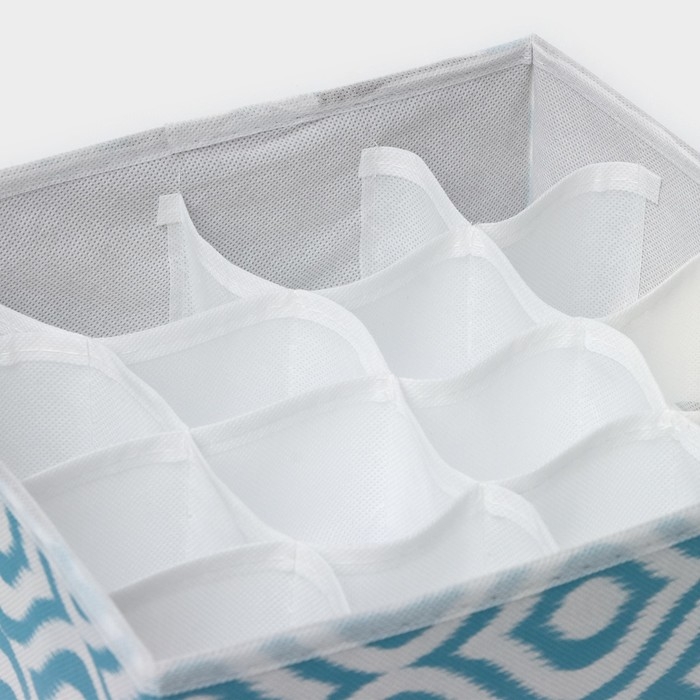 Органайзер для хранения белья Доляна «Лагуна», 16 ячеек, 27×25×10 см, цвет бирюзовый Органайзер для хранения белья Доляна «Лагуна», 16 ячеек, 27×25×10 см, цвет бирюзовый