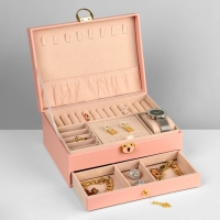 Подставка для украшений &laquo;Шкатулка&raquo; 2 яруса,17&times;23&times;10 см, цвет розовый