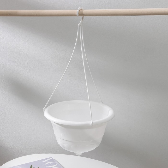 Кашпо для цветов подвесное «Грация», 4,5 л, пластик, цвет белый Кашпо для цветов подвесное «Грация», 4,5 л, пластик, цвет белый
