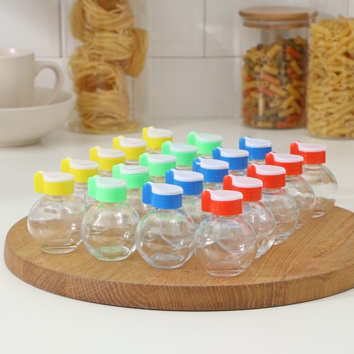 Набор стеклянных солонок Доляна «Шар», 60 мл, 5×7 см, 20 предметов, цвет МИКС Набор стеклянных солонок Доляна «Шар», 60 мл, 5×7 см, 20 предметов, цвет МИКС