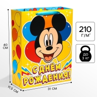 Пакет подарочный "С Днем рождения" 31х40х11.5 см, упаковка, Микки Маус
