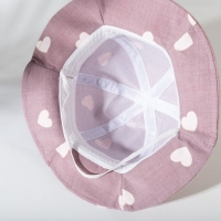 Панама для девочки MINAKU с сердечками, цвет фиолетовый, р-р 48 Панама для девочки MINAKU с сердечками, цвет фиолетовый, р-р 48