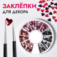 Заклёпки для ногтей, объёмные, 12 ячеек, цвет чёрный/розовый/красный Заклёпки для ногтей, объёмные, 12 ячеек, цвет чёрный/розовый/красный