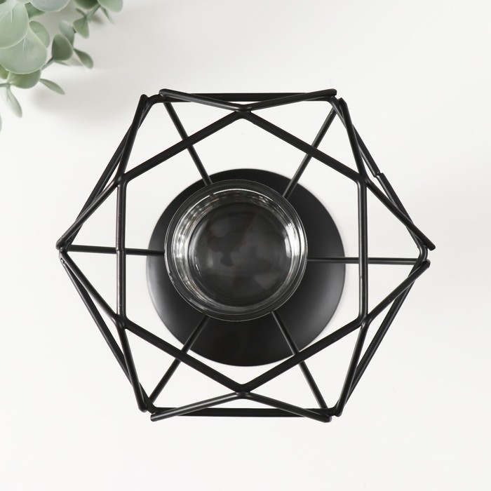 Подсвечник металл, стекло Подсвечник металл, стекло "Бриллиант" чёрный 13,5х14х12 см