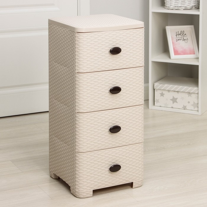 Комод 4-х секционный &laquo;Плетёнка&raquo;, цвет слоновая кость