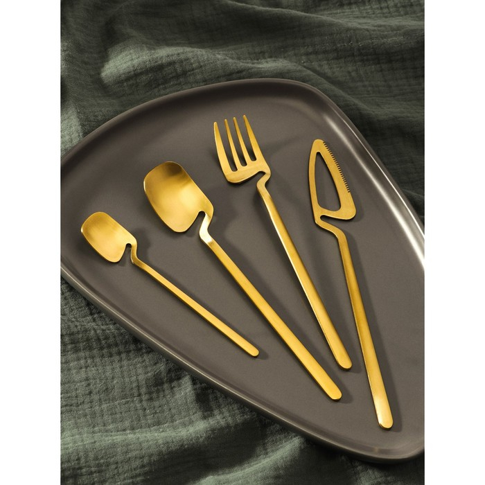Столовые приборы из нержавеющей стали Magistro Wave, 4 предмета, цвет золотой Столовые приборы из нержавеющей стали Magistro Wave, 4 предмета, цвет золотой