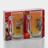 Набор пивных кружек «Приколисты», 330 мл, в подарочной упаковке, 2 шт, рисунок МИКС Набор пивных кружек «Приколисты», 330 мл, в подарочной упаковке, 2 шт, рисунок МИКС