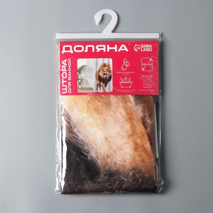 Штора для ванны Доляна &laquo;Лев&raquo; с люверсами, 180&times;180 см