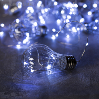 Гирлянда &laquo;Нить&raquo; 3 м роса с насадками &laquo;Лампочки объёмные&raquo;, IP20, серебристая нить, 100 LED, свечение белое, 3.5 В