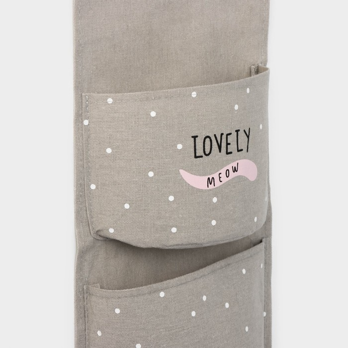 Органайзер подвесной с карманами Доляна «Котейка», 3 отделения, 59×20 см, цвет бежевый Органайзер подвесной с карманами Доляна «Котейка», 3 отделения, 59×20 см, цвет бежевый