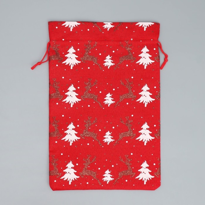 Мешочек подарочный холща &laquo;Снежный лес&raquo;, ёлки, 20 х 30 см +/- 1.5 см, Новый год