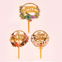 Набор топперов &laquo;С днём рождения. Цветы&raquo;, 3 шт.