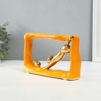 Сувенир керамика "Кошки-мышки - погоня. Прямоугольник" оранжевый с золотом 5,5х21,5х13 см