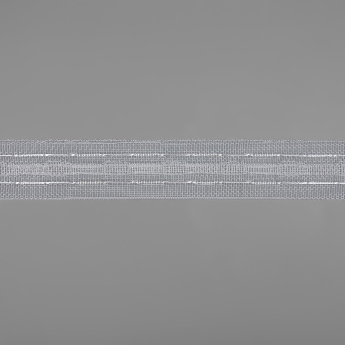 Шторная лента классическая, органза, 2,5 см, 100 &plusmn; 1 м, цвет прозрачный/белый